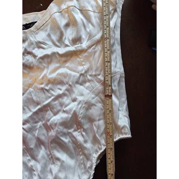 ZARA Satin Bodysuit Women's Size L White Adjustable Straps Snap Closure NWT - Picture 6 of 9